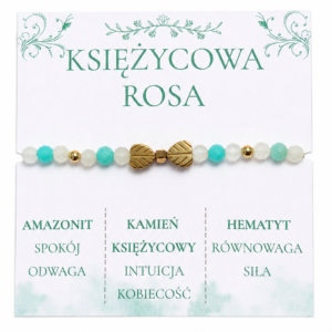 Bransoletka z kamieniem księżycowym, hematytem i amazonitem