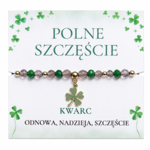 bransoletka szczęścia z kwarcem dymnym i koniczynką